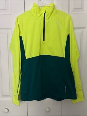 Brooks Neon Yellow and Teal Half-Zip Ski Jacket